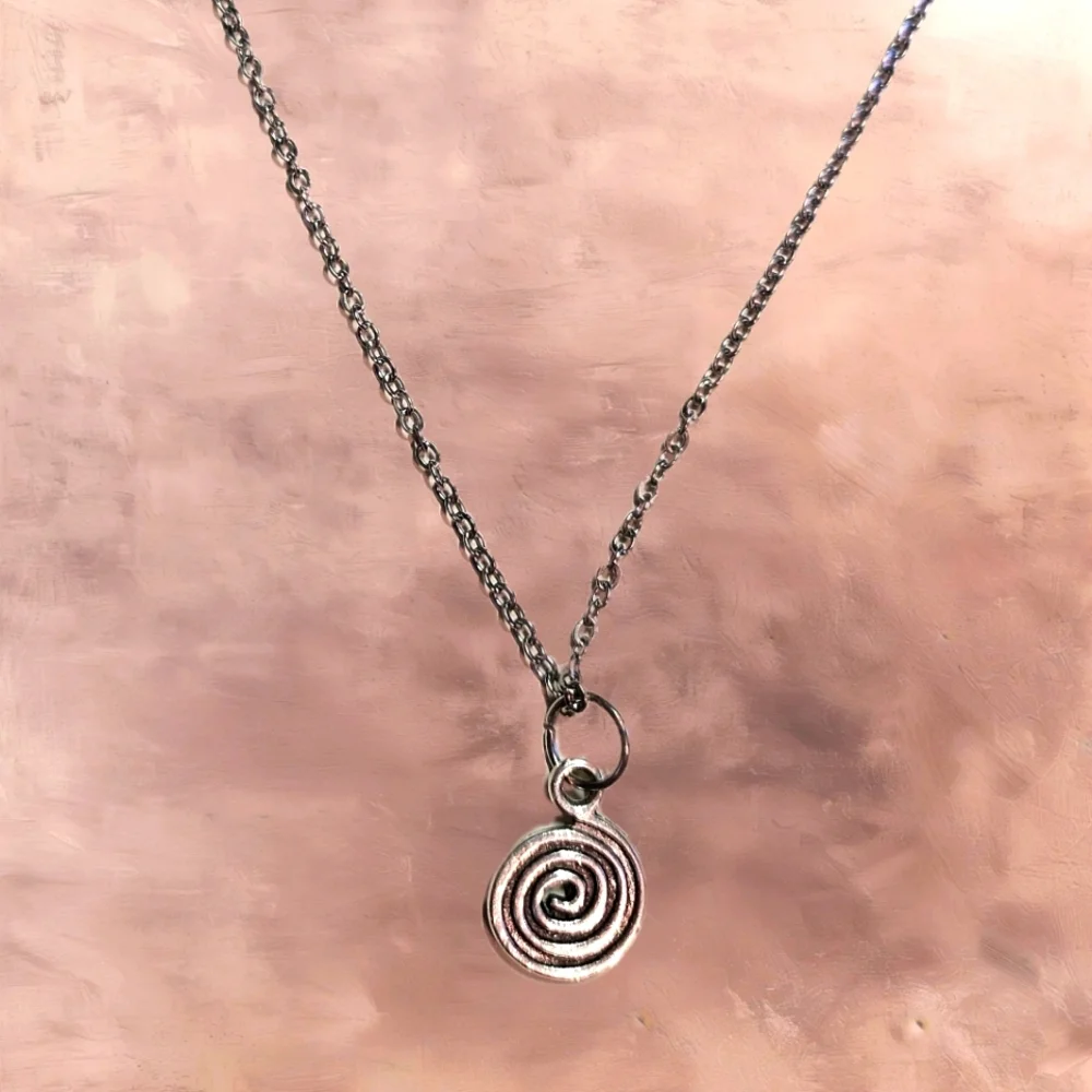 Handmade Celtic spiral vortex silver necklace